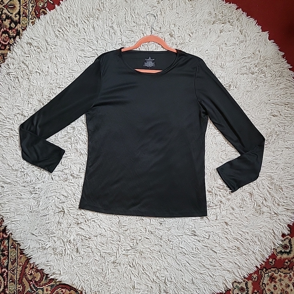Womens Cuddl Duds Long Sleeve Shirt Top ClimateSmart Black Size Large L ✨️💫